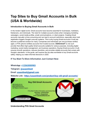 Top Sites to Buy Gmail Accounts in Bulk (USA & Worldwide)