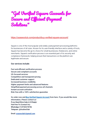 "Unlock Seamless Payments: Buy Verified Square Accounts for Hassle-Free Transact