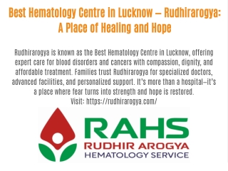 Best Hematology Centre in Lucknow — Rudhirarogya: A Place of Healing and Hope