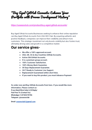 Buy Aged GitHub Accounts for Access to Premium Projects"