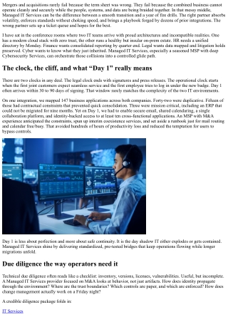 Managed IT Services that Support M&A IT Integration