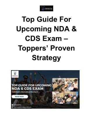 Top Guide For Upcoming NDA & CDS Exam – Toppers’ Proven Strategy