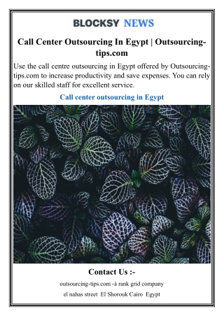 Call Center Outsourcing In Egypt  Outsourcing-tips