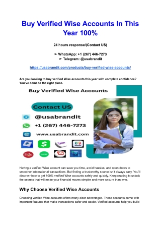 Buy Verified Wise Accounts In This Year 100%