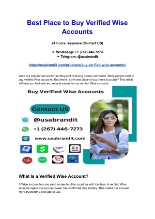 Best Place to Buy Verified Wise Accounts