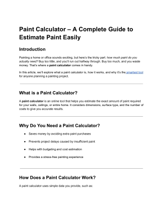 Paint Calculator – A Complete Guide to Estimate Paint Easily