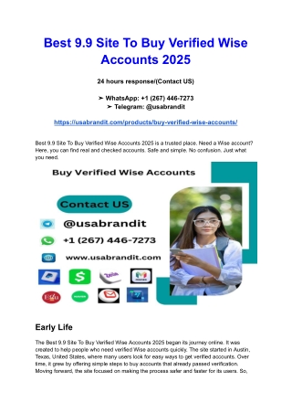 Best 9.9 Site To Buy Verified Wise Accounts 2025