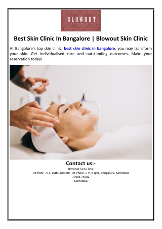 Best Skin Clinic In Bangalore | Blowout Skin Clinic
