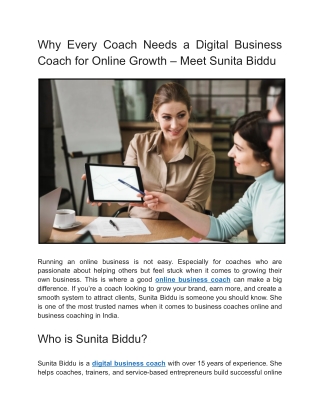 Why Every Coach Needs a Digital Business Coach for Online Growth – Meet Sunita Biddu