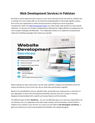 Web Development Services in Pakistan