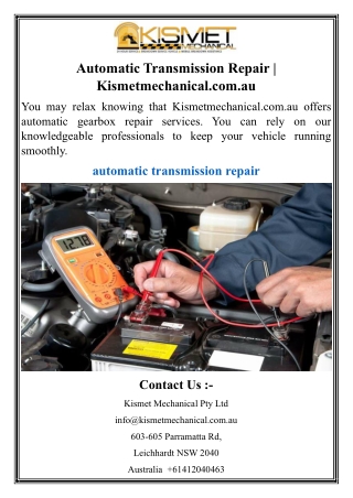 Automatic Transmission Repair  Kismetmechanical.com