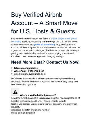 Buy Verified Airbnb Account – A Smart Move for U