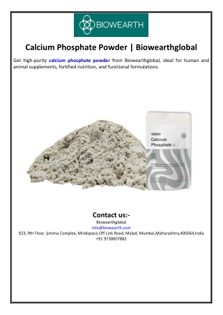 Calcium Phosphate Powder | Biowearthglobal