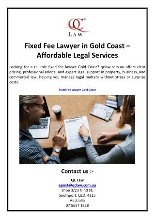 Fixed Fee Lawyer in Gold Coast  Affordable Legal Services