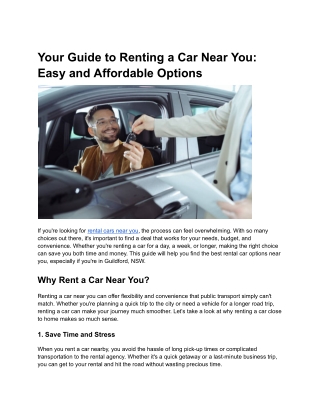 Your Guide to Renting a Car Near You: Easy and Affordable Options