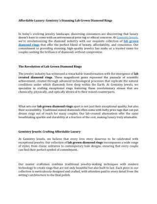 Affordable Luxury Gemistry’s Stunning Lab Grown Diamond Rings