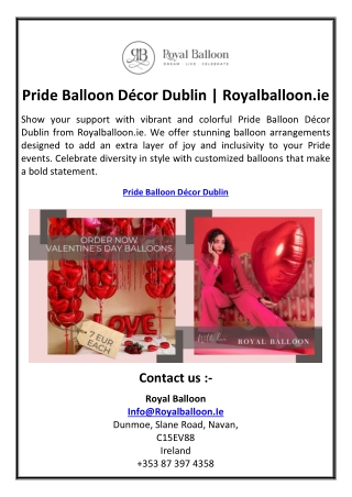 Pride Balloon Décor Dublin  Royalballoon.ie