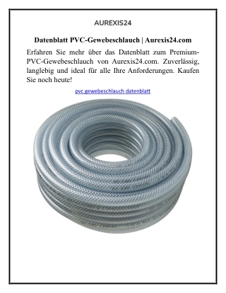 Datenblatt PVC-Gewebeschlauch  Aurexis24