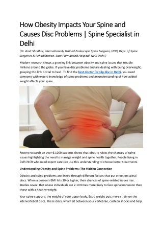How Obesity Impacts Your Spine and Causes Disc Problems