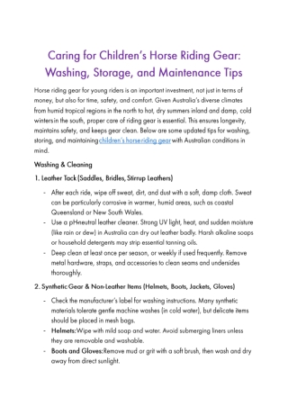 Caring for Children’s Horse Riding Gear: Washing, Storage, and Maintenance Tips