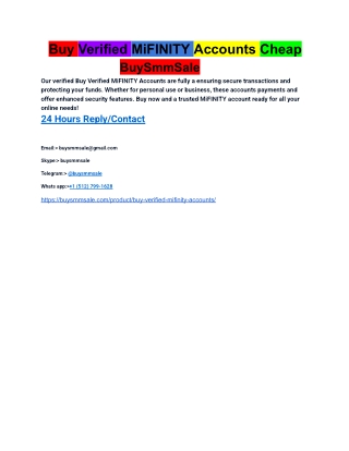 Buy Verified MiFINITY Accounts Cheap