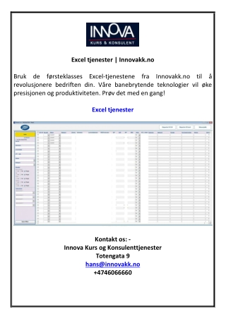Excel tjenester | Innovakk.no
