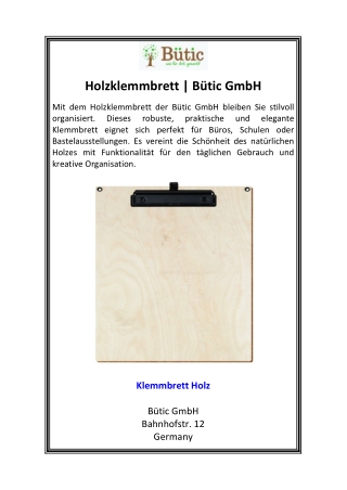 Holzklemmbrett  Bütic GmbH