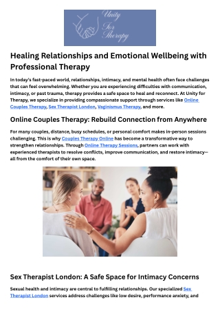 Sex Therapist London