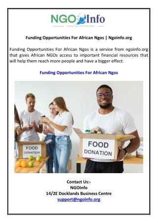Funding Opportunities For African Ngos | Ngoinfo.org