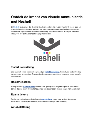 Ontdek de kracht van visuele communicatie met Nesheli