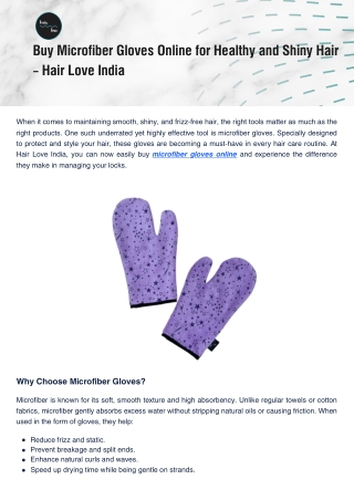 Buy Microfiber Gloves Online – Soft & Durable Cleaning Gloves | Hair Love India