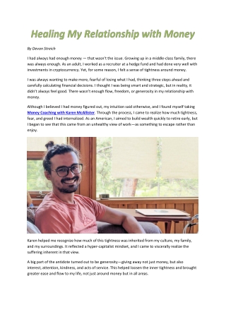 Healing My Relationship with Money | Clear Sky Center