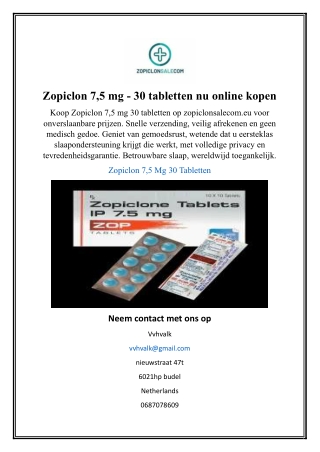 Zopiclon 7,5 mg - 30 tabletten nu online kopen