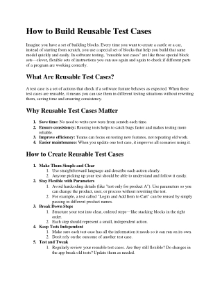 How to Build Reusable Test Cases