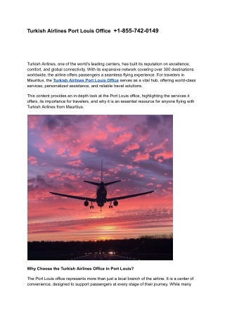 Turkish Airlines Toronto Office  1-855-742-0149 (1)