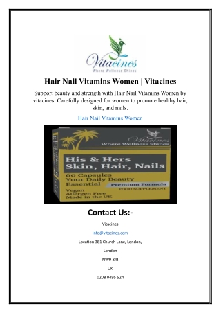 Hair Nail Vitamins Women | Vitacines