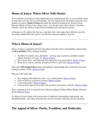 House of Janya – Gifting in Sterling Silver