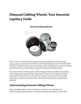Best Diamond Wheels for Cabbing: Complete Guide