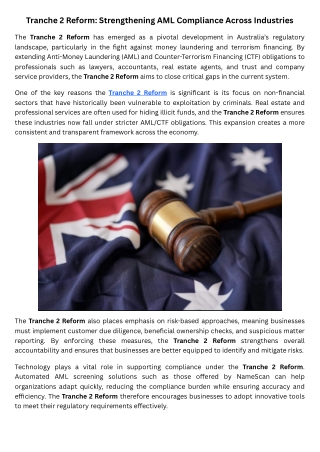 Tranche 2 Reform Strengthening AML Compliance Across Industries