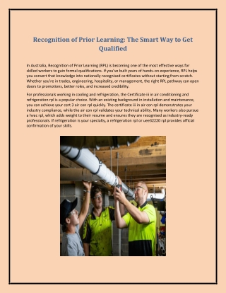 Recognition of Prior Learning: The Smart Way to Get Qualified