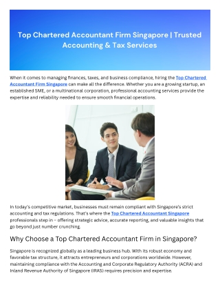 Top Chartered Accountant Singapore
