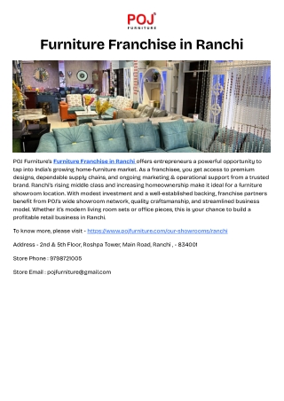 Furniture Franchise in Ranchi