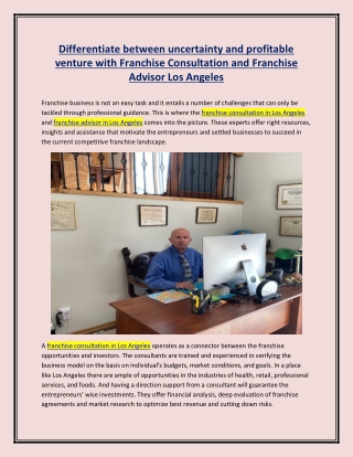 Differentiate between uncertainty and profitable venture with Franchise Consultation and Franchise Advisor Los Angeles