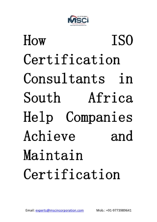 How ISO Certification Consultants in South Africa Help Companies Achieve and Maintain Certification