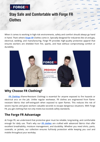 Shop Premium FR Clothing Collection for Workers – Forge FR