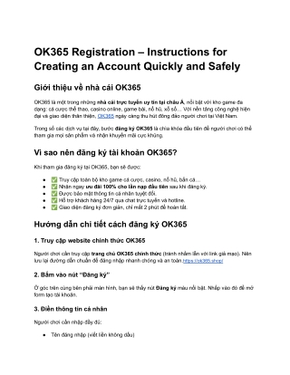 Đăng ký OK365 – Hướng dẫn tạo tài khoản nhanh chóng và an toàn