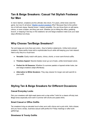 Tan & Beige Sneakers_ Casual Yet Stylish Footwear for Men