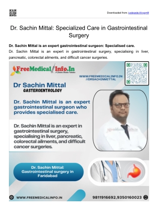 Dr. Sachin Mittal Specialized Care in Gastrointestinal Surgery