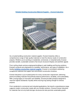 Reliable Building Construction Material Supplier – Everest Industries
