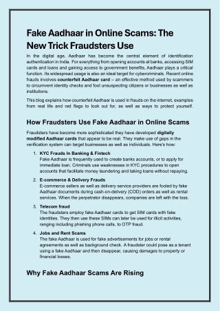 Fake Aadhaar in Online Scams: The New Trick Fraudsters Use